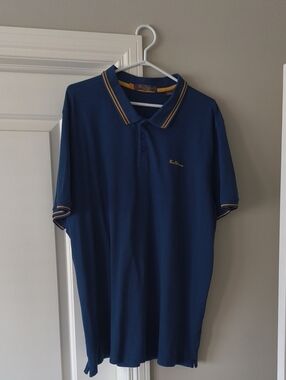 Ben Sherman Blue Polo with Gold Trim